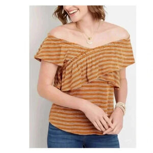 🆕Maurices Stripe Ruffle Off-Shoulder Top XS🆕